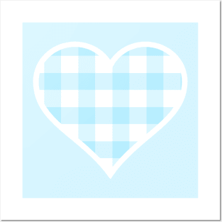 Blue and White Buffalo Plaid Heart Posters and Art